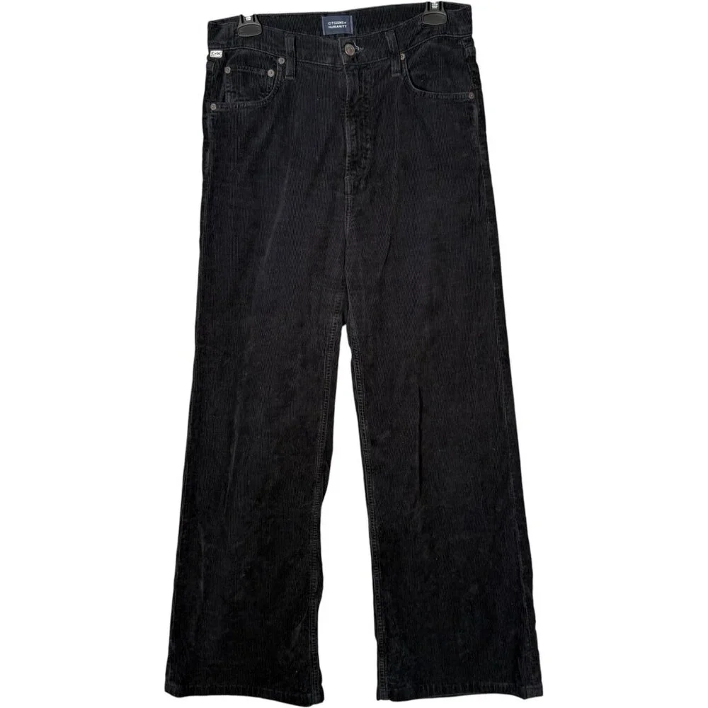 Citizens of Humanity Paloma High Rise Wide Leg Pants Black Corduroy 26 - Picture 1 of 10